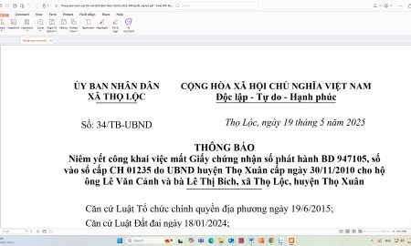 Thông báo niêm yết công khai